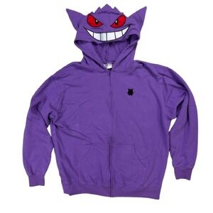 Japanese Rare Pokemon Center Purple Gengar Hooded Zip Hoodie Sweatshirt XL